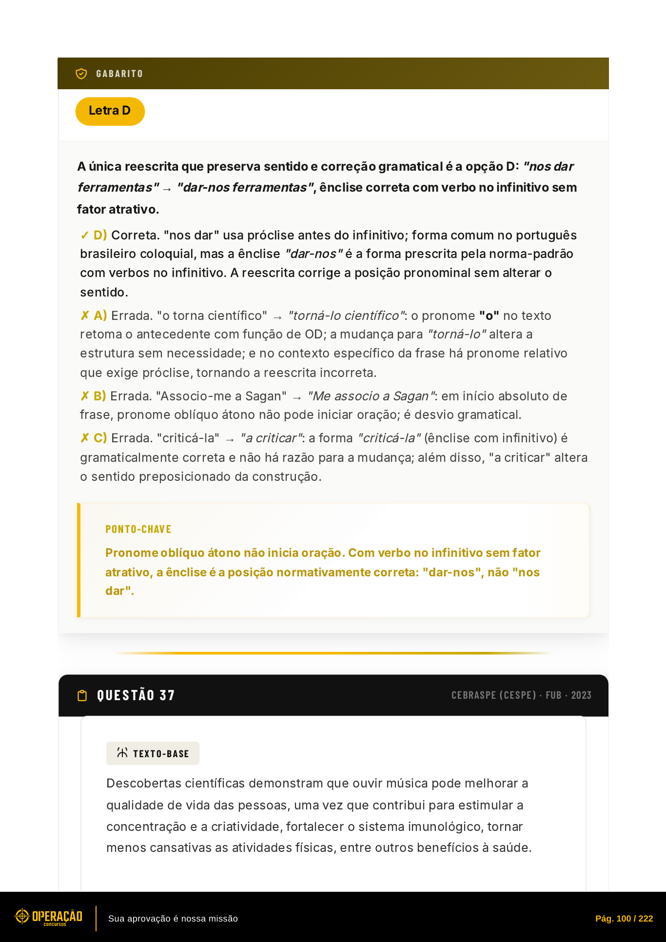 Gabarito comentado alternativa por alternativa